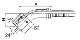 20411-W 45°公制内螺纹 24°锥带O形圈轻系列