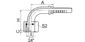 20591-W 90°公制内螺纹24°锥带O形圈重系列