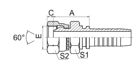 22611D 英管内螺纹60°外锥面双六角