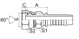 22611D-SM 英管内螺纹60°外锥面双六角