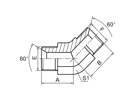 1B4 45° 英管外螺纹60° 内锥