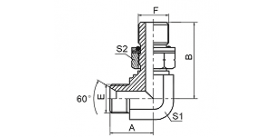 1BG9-OG 90° 弯英管外螺纹60° 内锥 / 英管外螺纹O形圈