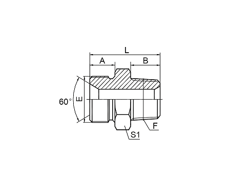 1BN 英管外螺纹60° 内锥或六角端面用 组合垫密封/美制布锥管外螺纹