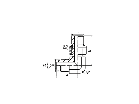 1JH9-OG 90° 弯美制JIC外螺纹 74° 外锥/公制外螺纹可调向柱端轻系列 ISO 6149-3