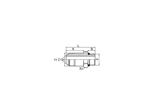 1JO-L 加长美制JIC外螺纹74° 外锥 /  SAE外螺纹带O形圈轻系列ISO 11926-3