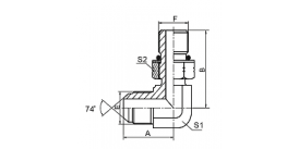 1JO9-OG 90° 弯美制JIC外螺纹74° 外 锥 / SAE外螺纹带O形圈轻系列ISO 11926-3