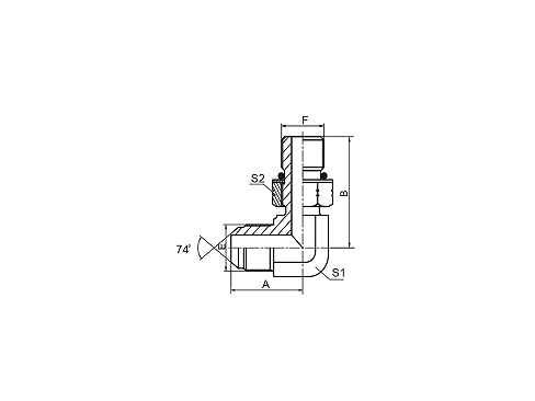 1JO9-OG 90° 弯美制JIC外螺纹74° 外 锥 / SAE外螺纹带O形圈轻系列ISO 11926-3