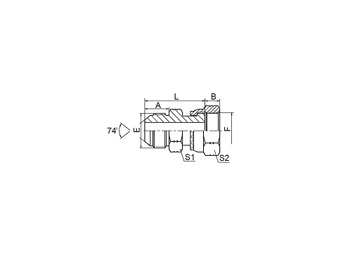 2JF  JIC外螺纹74° 内锥/ORFS内螺纹