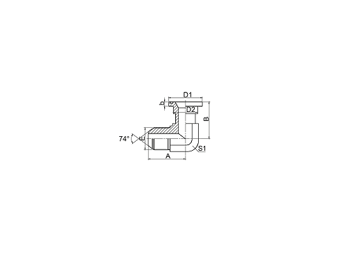 1JFL9 90° 弯美制JIC外螺纹74° 外锥 / 轻系列法兰ISO 6162-1