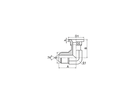 1JFS9 90° 弯美制JIC外螺纹74° 外锥 / 重系列法兰ISO 6162-2