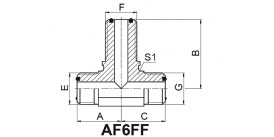 AF6FF 美制ORFS外螺纹 O形圈平面密封过板接头三通